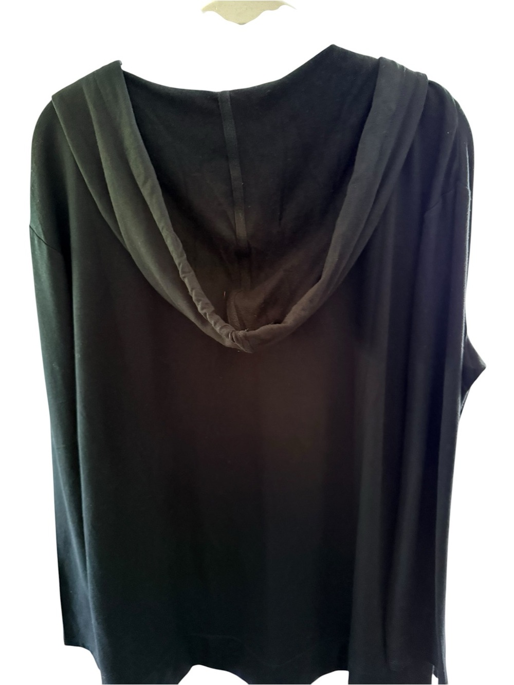 Joan Vass Black Hooded V-Neck Sweatshirt - Picture 3 of 5